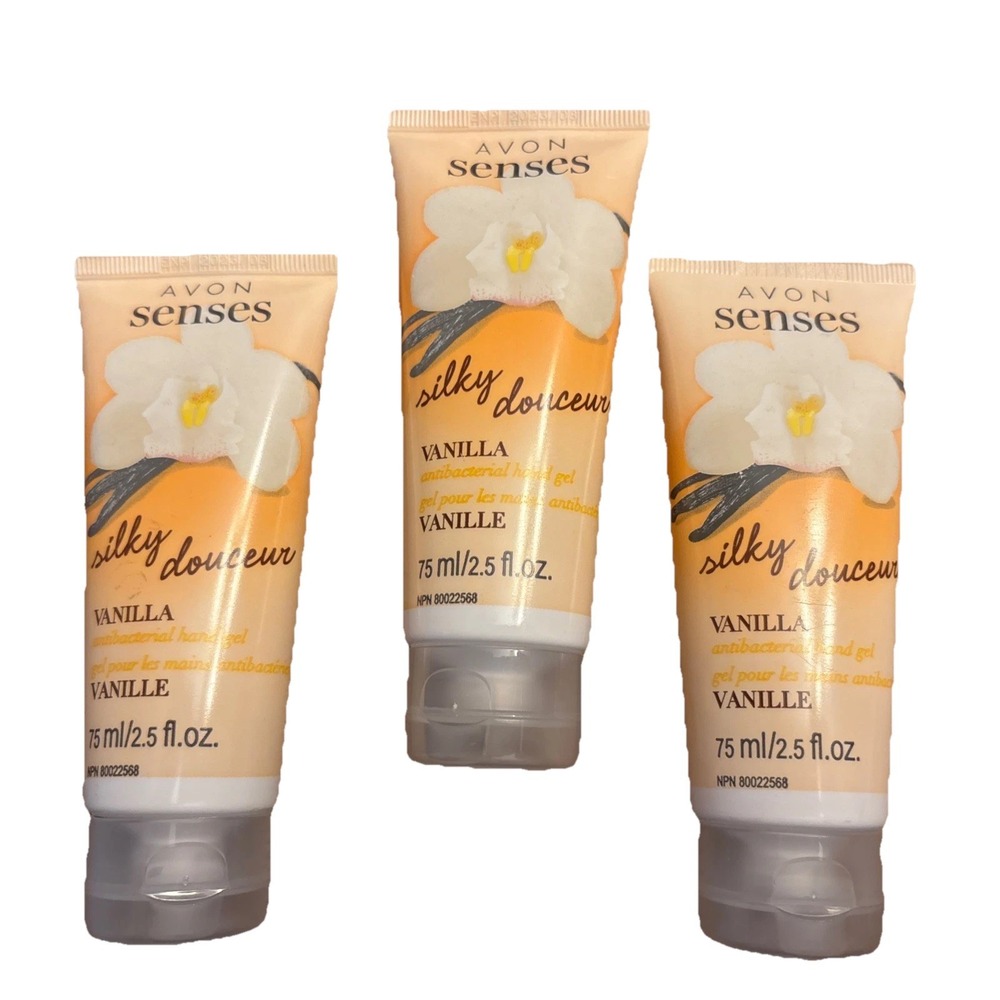 Lot of 3 Avon Senses Vanilla Silky Antibac Hand Gel Sanitizer 2.5 oz New Sealed